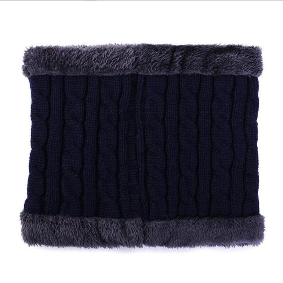 (blue) Men Winter Warm Knitted Neck Scarf Women Scarf Male Thickened Wool Fur Collar Scarves