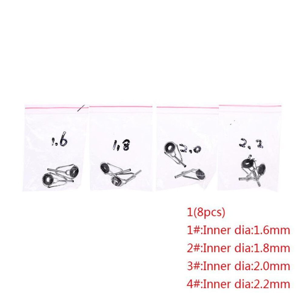 (1(1,2,3,4)) 8pcs Stainless Steel Fishing Rod Tip Ring Eye Guide With Ring Repair Kit