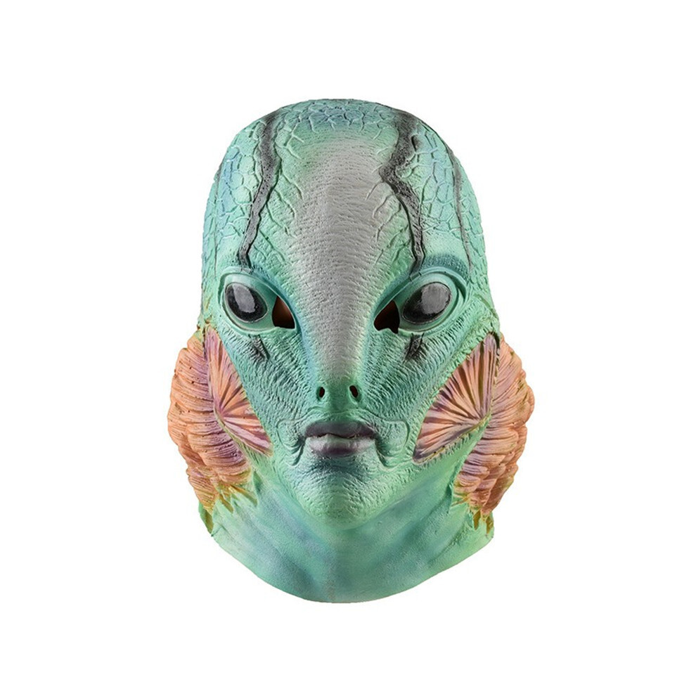 (Blue)MáScara De LáTex De Pez Humano Monstruo Verde Azul Para Halloween Y Fiestas-image
