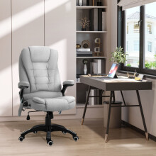Vinsetto Massage Office Chair with Heating - 6 Massage Points - 130-degree Recline - Remote - Padded Grey