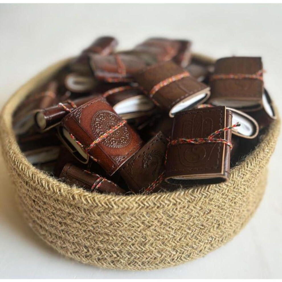 (brown, 2.5 x 2.5 in (Pack of 10)) Smallest Miniature Leather Journal ( Assorted / Mix )