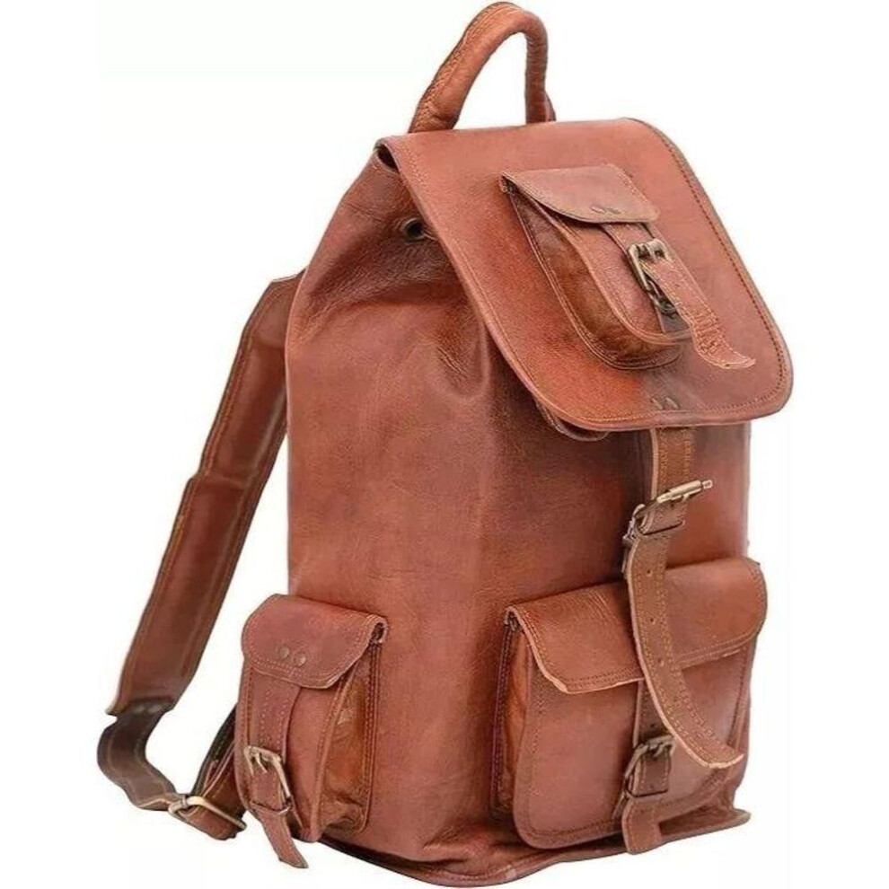(brown, 18 x 9 x 9 in) Satchel New Handmade Leather Backpack Bag Rucksack Travel Vintage Leather Bag