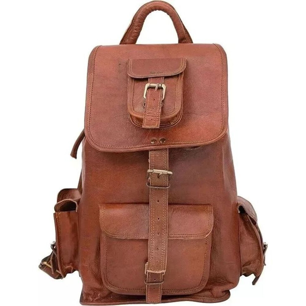 (brown, 18 x 9 x 9 in) Satchel New Handmade Leather Backpack Bag Rucksack Travel Vintage Leather Bag