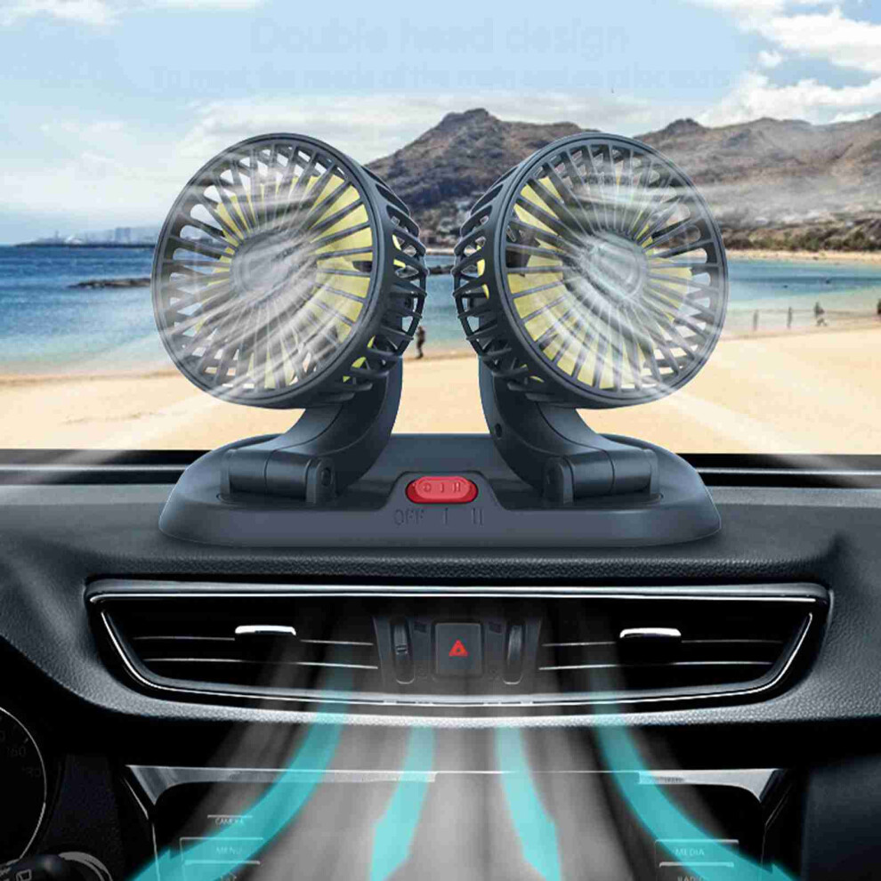 Car Cooling Fan Dual Head Adjustable Cigarette Lighter Connector Multifunction Air Circulator For Vehicles 12V Type 9451320638663