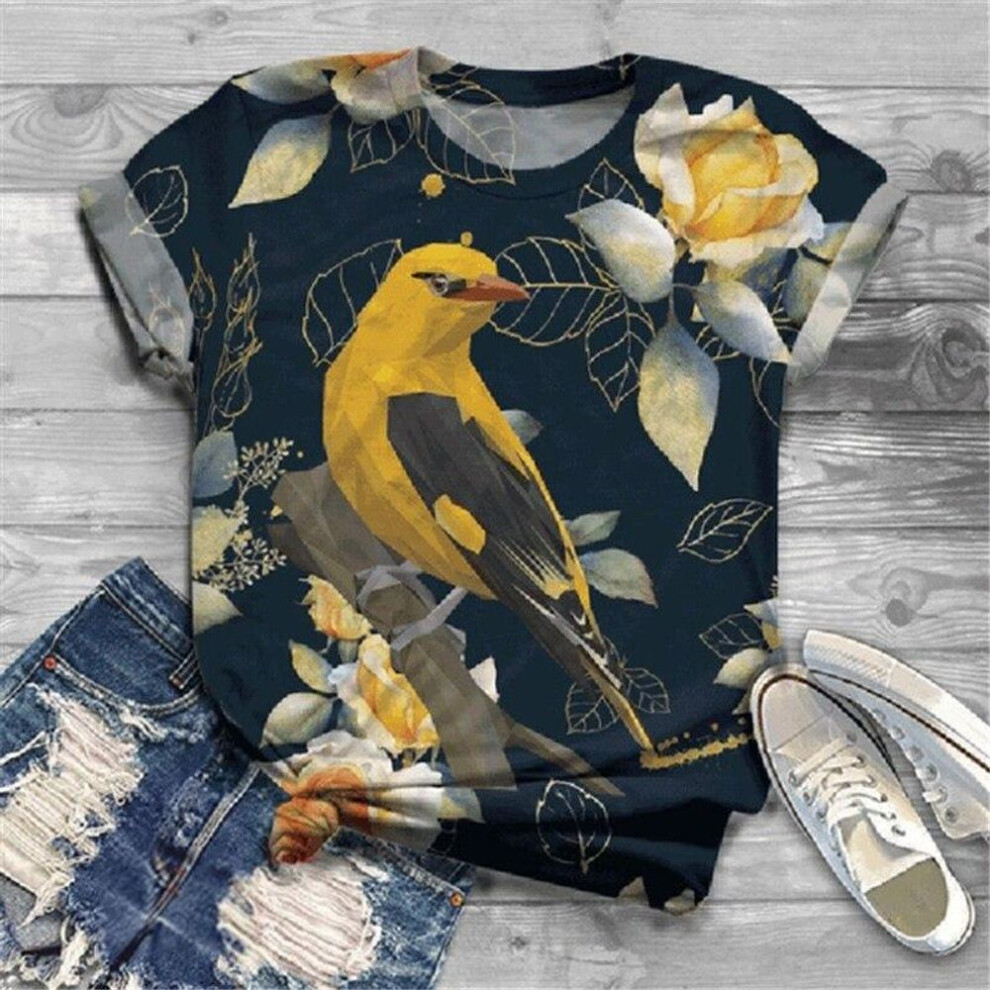 (5XL, blue) Animal Print Harajuku Women Tshirt Short Sleeve Kawaii Tops Female Clothes Summer Aesthetic Graphic Tee Cute Girls Shirt Teens