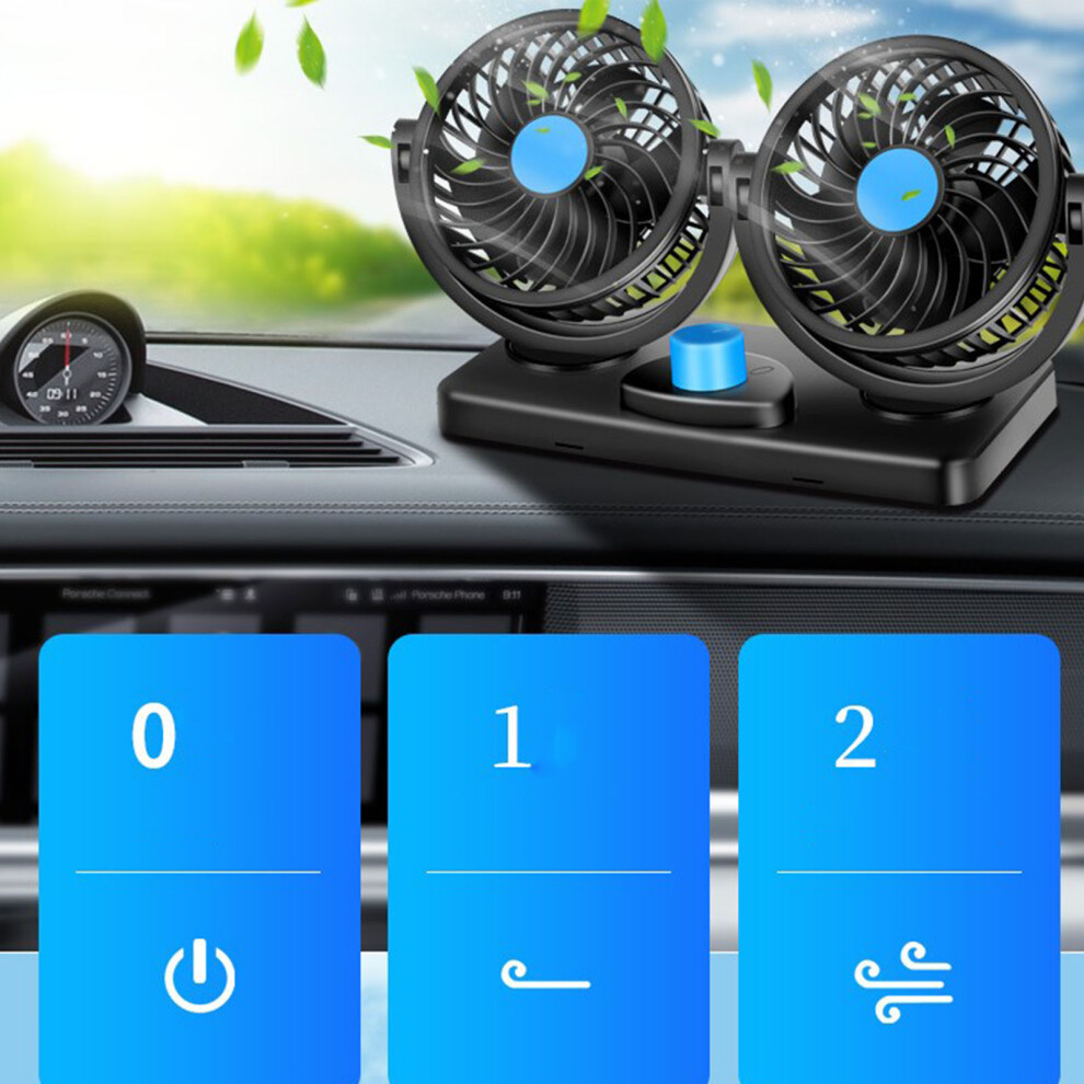 Dual Head Car Fan 12V 6.5W Electric Air Cooling Circulation Fan Cigarette Lighter Plug Fan 6941320638501