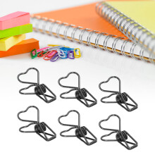 100 Stück herzförmige hohle Metall-Binderclips schwarz
