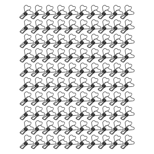 100 Stück herzförmige hohle Metall-Binderclips schwarz 1