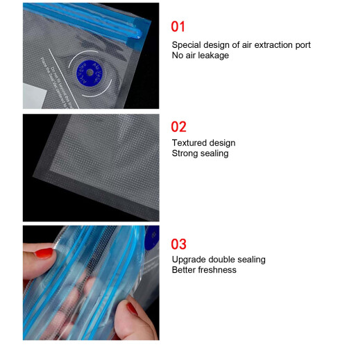 10er Pack Vakuumbeutel 22x21cm transparentes Nylon 2