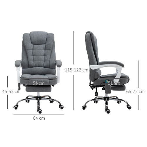 Vinsetto Vinsetto Ergonomic Heated 6 Points Vibration Massage Office Chair, Grey 2