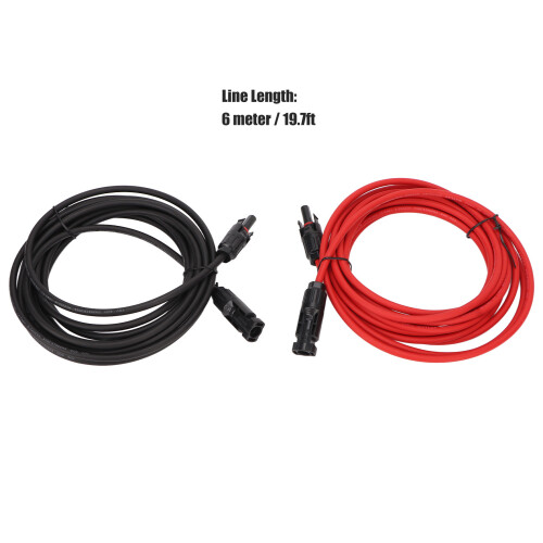 Cable solar de 12 AWG 3m negro + 3m rojo, 30A 2