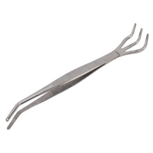 Rastrillo para raíces con pinza, tres dientes doblados, plateado, 58 g