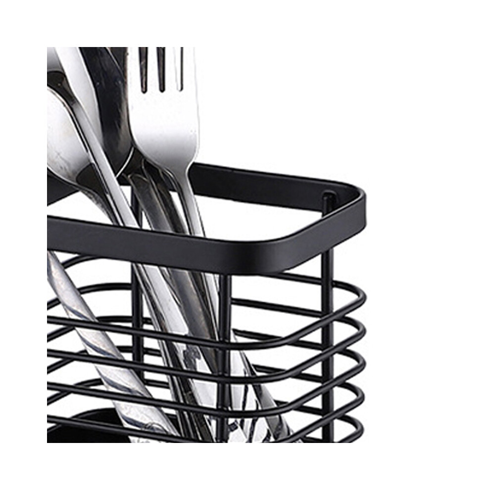 Utensil Holder Drying Rack Stainless Steel Draining Basket Wall Mount No Drilling for Kitchen Chopsticks Small Black-image-OPC-PHV2QTQ-NEW