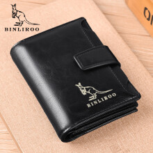 PU-Leder Herren-Geldbörse mit Reißverschluss Vintage-Schwarz 5.3oz