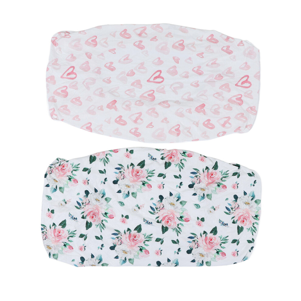 2Pcs Bassinet Sheet Polyester Cotton Breathable Elastic Bassinet Pad Mattress Sheets for Rectangle Hourglass Oval Shape