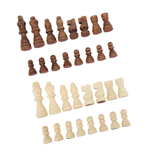 Conjunto de 32 piezas de ajedrez de madera bicolor, rey de 77 mm 2