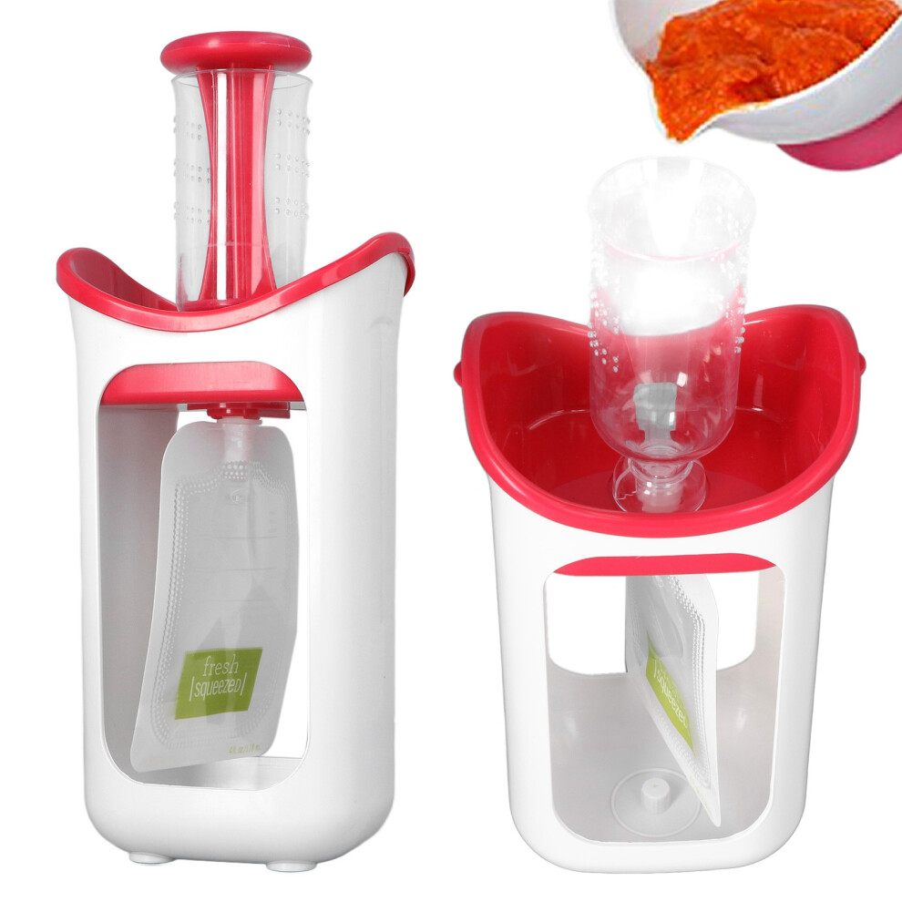 Baby Squeeze Station Fruit Puree Squeeze Station Infant Baby Food Maker With Squeeze Bag Home Kitchen Tools Red