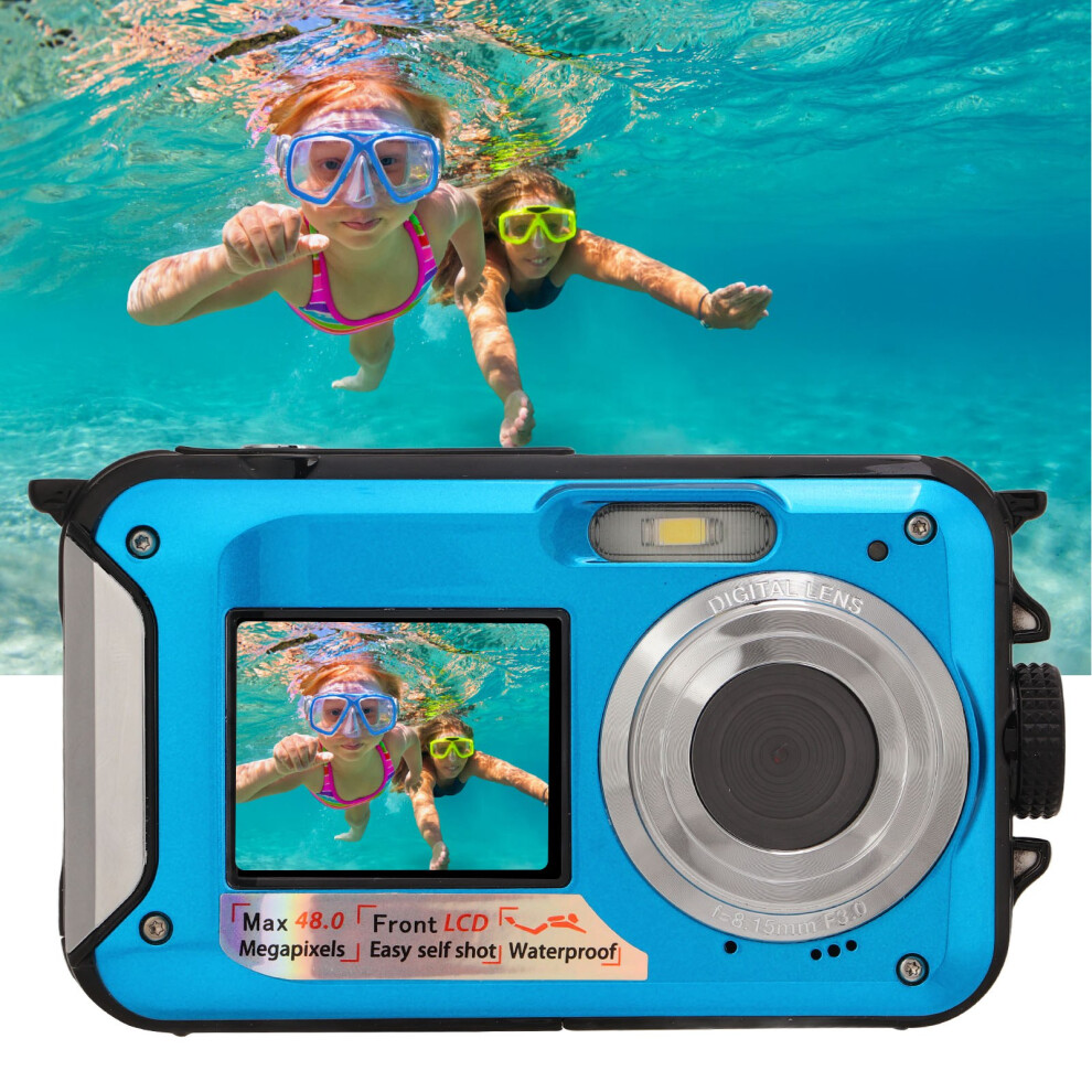 Full Hd 2.7K 48Mp 10Ft Water Resistant Underwater Digital Camera 16X Digital Zoom Front Rear Double Screens Water Resistant Digital Camera 7891320664187