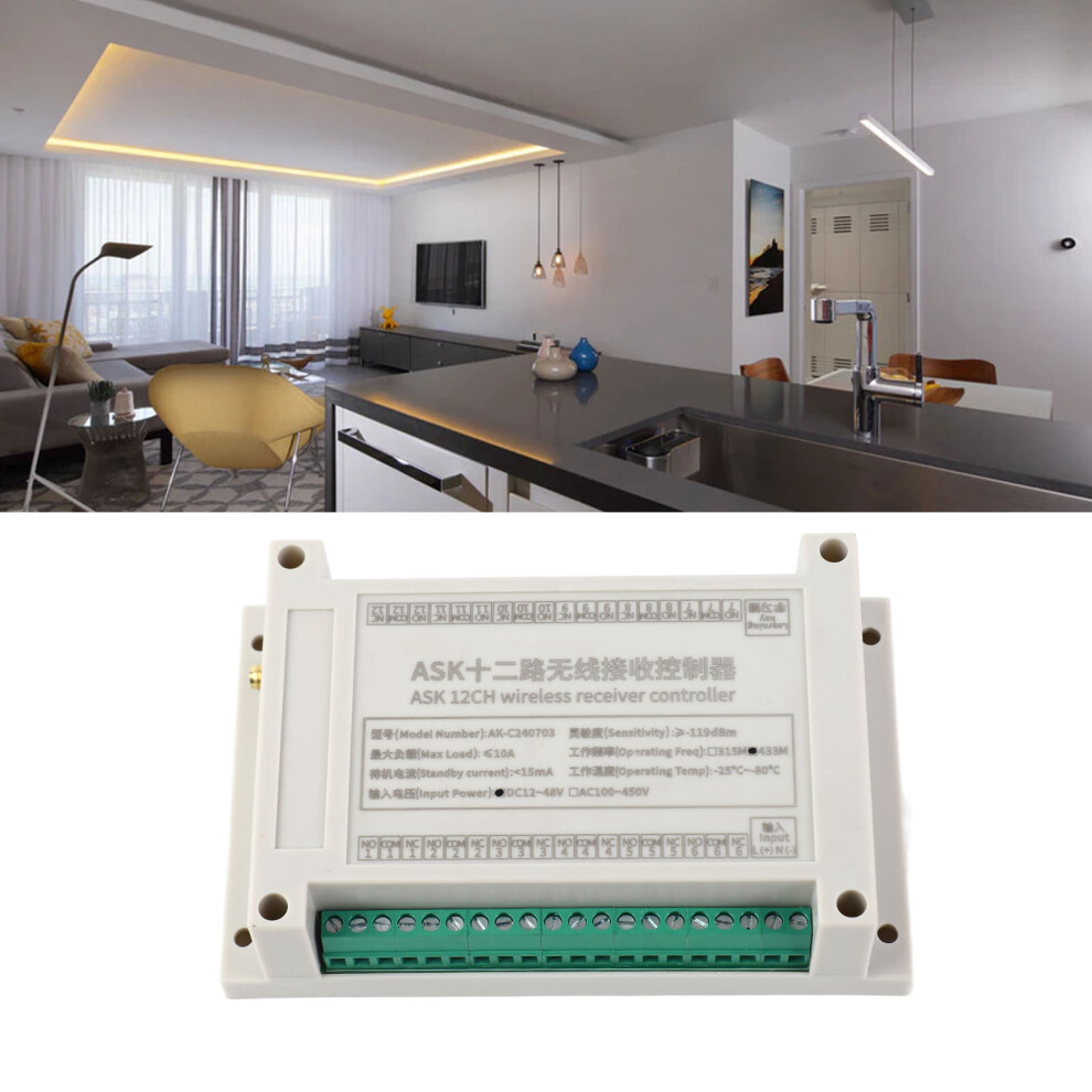 Wireless Remote Control System 12 Channel Rf 10A Relay Receiver With 433Mhz Transmitter Dc 12Vâ36V 9461320671119