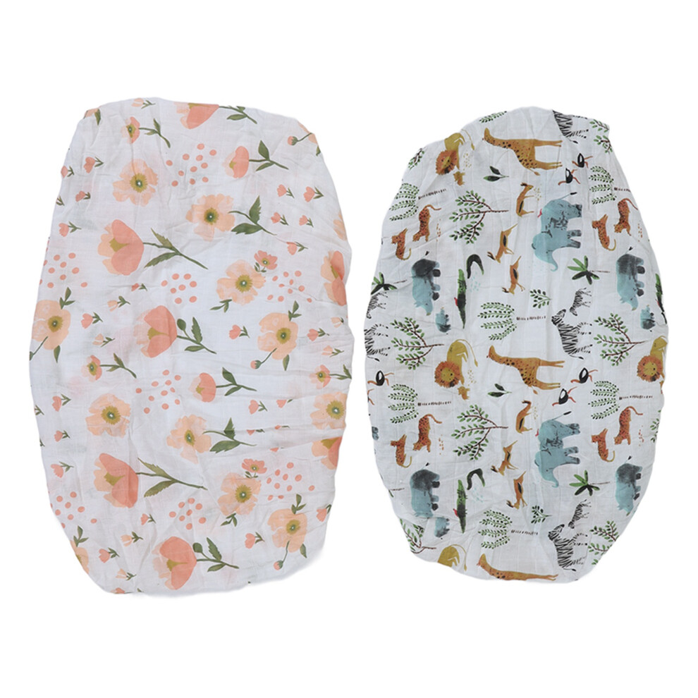 2pcs Baby Diaper Changing Covers Printing Cotton Yarn Removable Infant Diaper Changing Sheets for Babies Infants