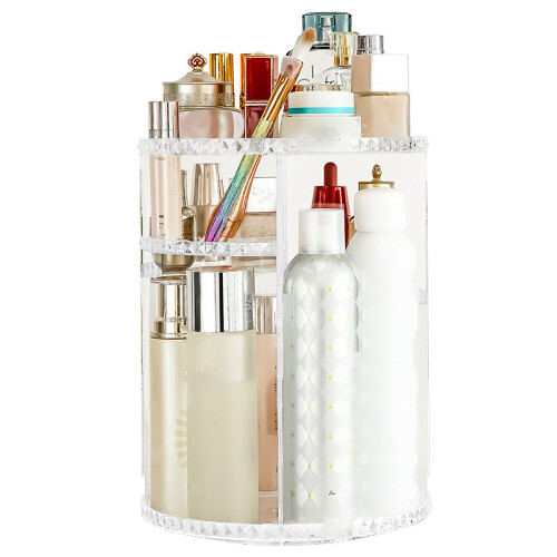 Transparente 360-drehbare Make-up-Box mit großem Fassungsvermögen 1