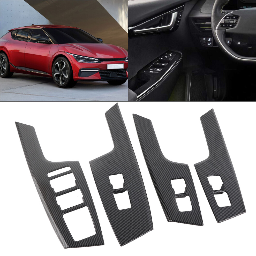 Car Interior Door Armrest Window Switch Panel Cover Trim Carbon Fiber Style Replacement For Kia Ev6 2022 Up 5071320671572