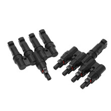 2 Stück Solar-Verzweigungsverbindungsstück 1-zu-4 50 A Silber