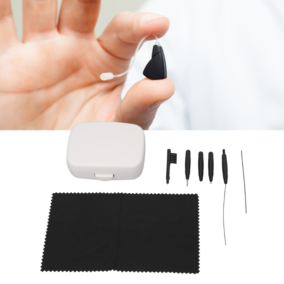 White 8Pcs Hearing Amplifier Cleaning Tools Earwax Removal Lightweight Complete Professional Brush Set