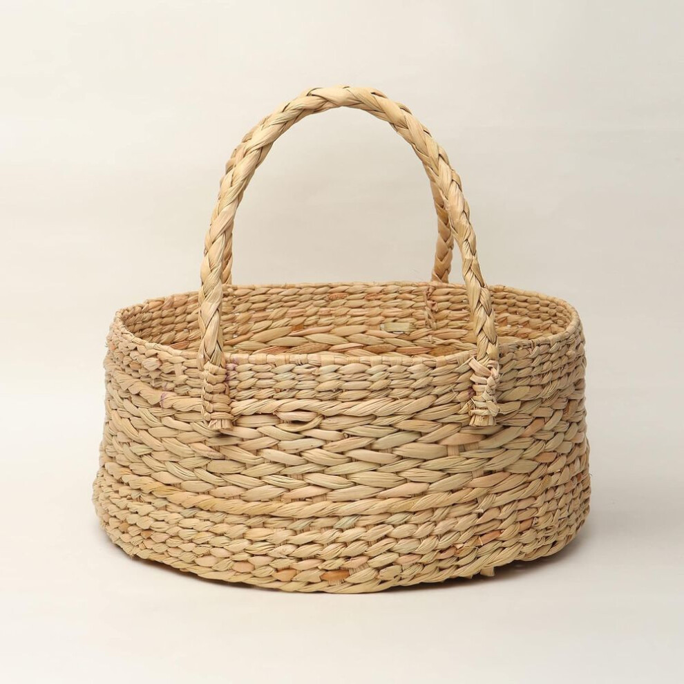 Wicker Round Basket|cane Or Bamboo Basket|tray Online|cane Gift Hamper Basket,wardrobe Basket|bathroom Organizer Basket (large,30.5 X 12.7 Cm),beige