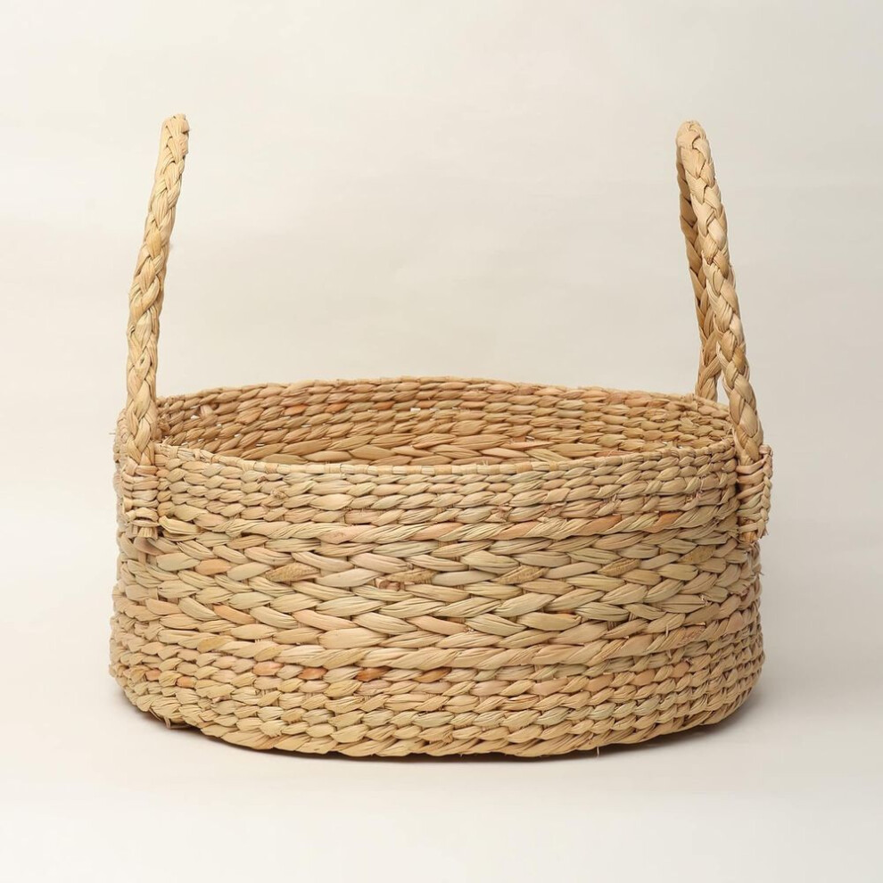 Wicker Round Basket|cane Or Bamboo Basket|tray Online|cane Gift Hamper Basket,wardrobe Basket|bathroom Organizer Basket (large,30.5 X 12.7 Cm),beige