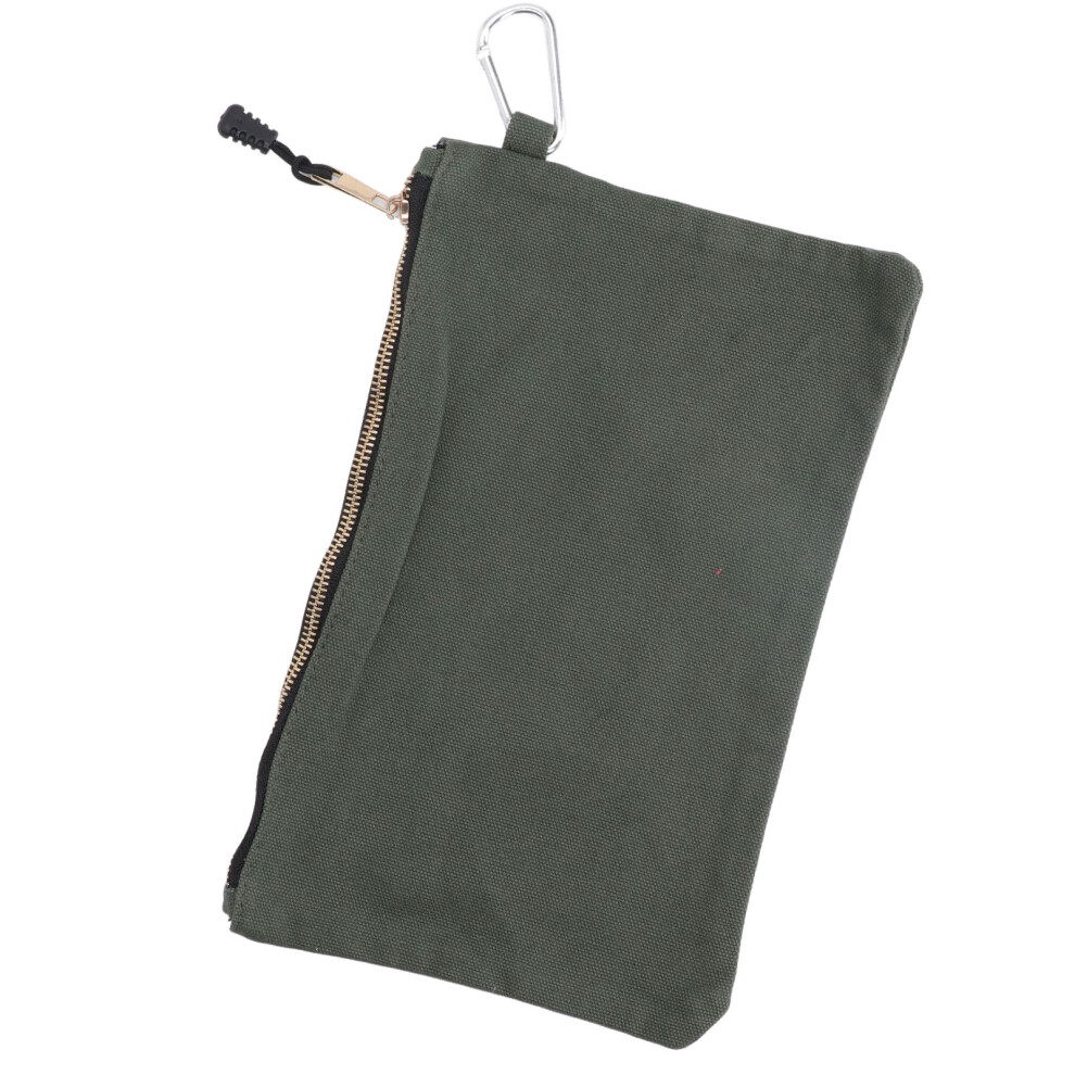 Zipper Tool Bag Multi Purpose Canvas Waterproof Portable With Carabiner For Storage Olive Green 8751320673543