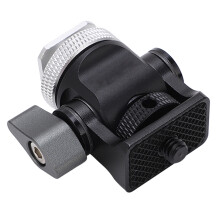 Field Monitor Holder with Hot Shoe Swivel 360 Knob 1/4in Screw Universal Camera Monitor Mount Silver