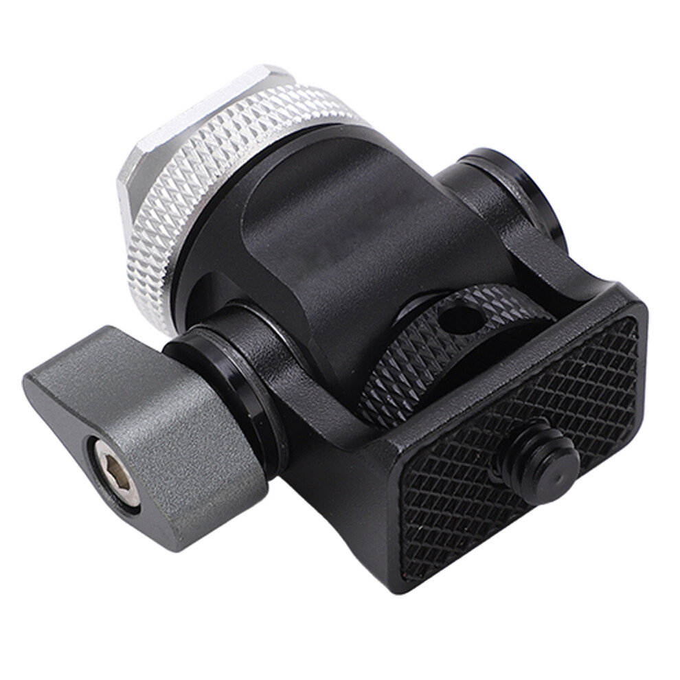 Field Monitor Holder With Hot Shoe Swivel 360 Knob 1/4In Screw Universal Camera Monitor Mount Silver 7681320682881
