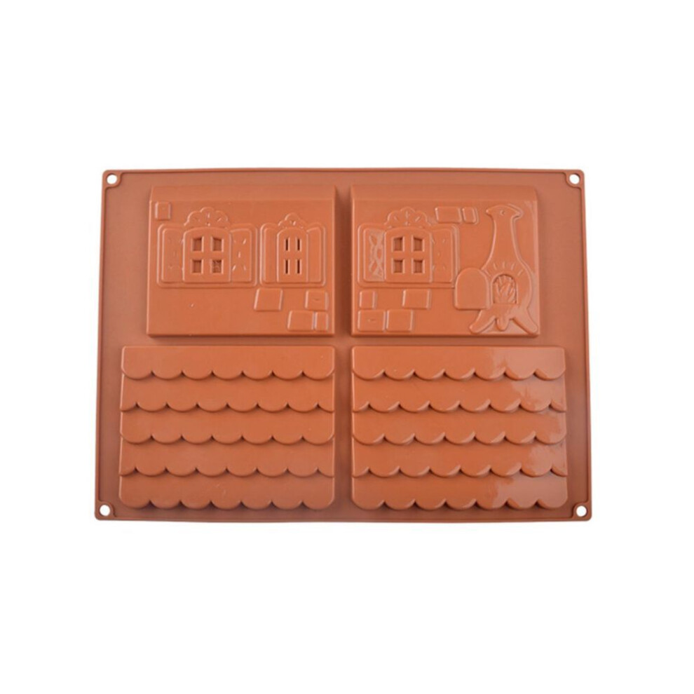 2pcs Baking Tool Irregular Diy Silicone Gingerbread House Chocolate Mold For Kitchen