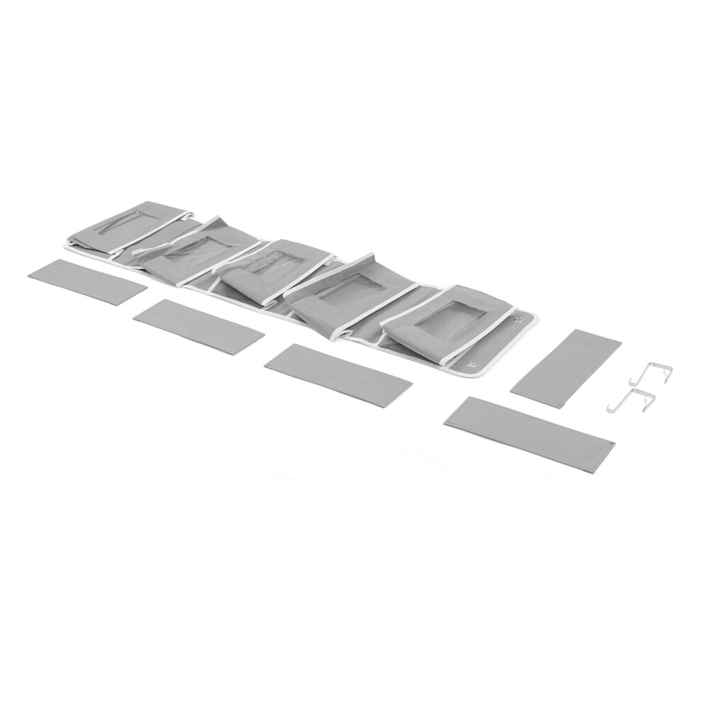 Over Door Hanging Organizer Wall Mount Storage with Hooks for Pantry Nursery Kitchen Closet Dorm Grey 5 Pockets