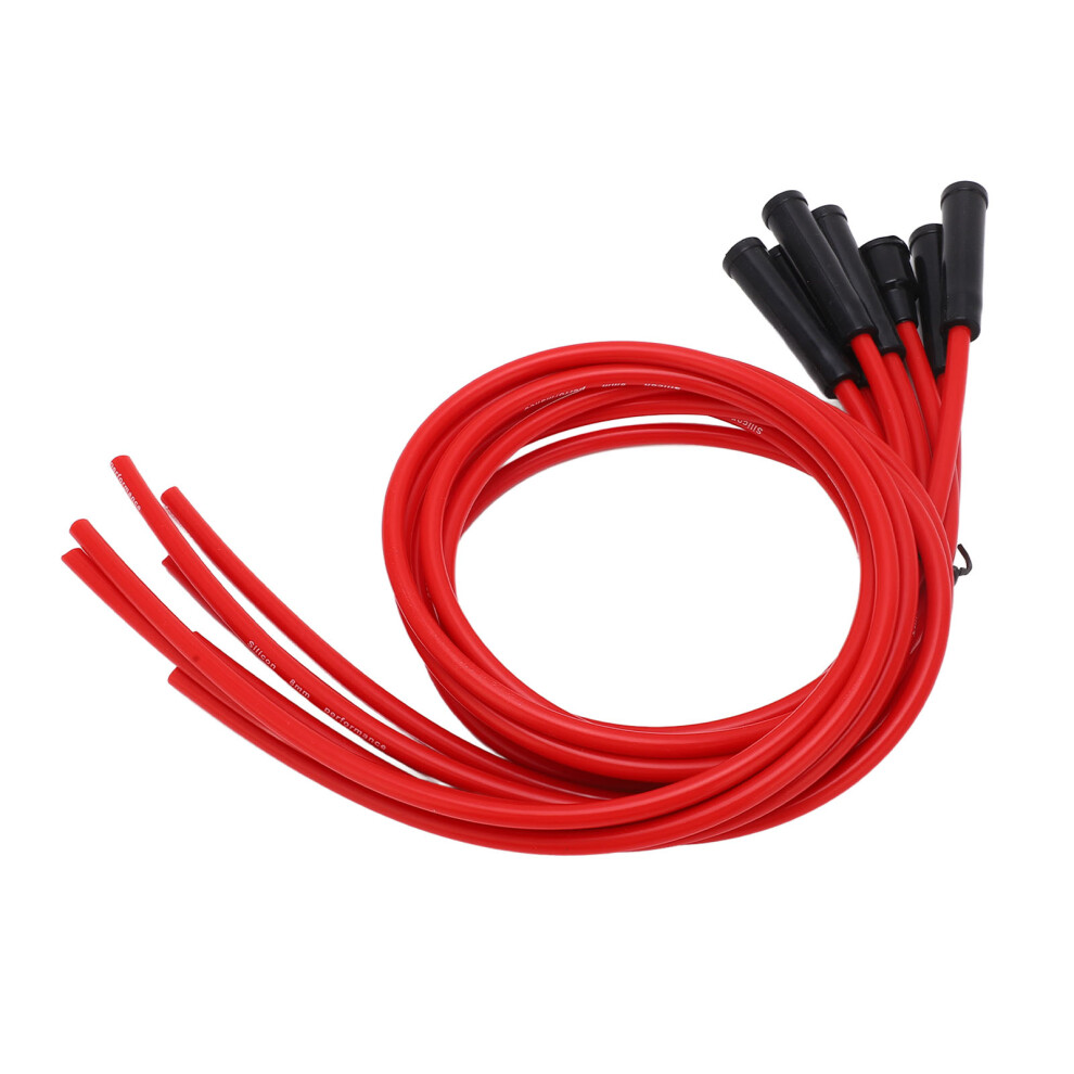 Sparking Plug Ignition Wire Set 8Mm Diameter 1M Length Ignition Wire Replacement For 6 Cylinder Classic Cars Red 4941320693892