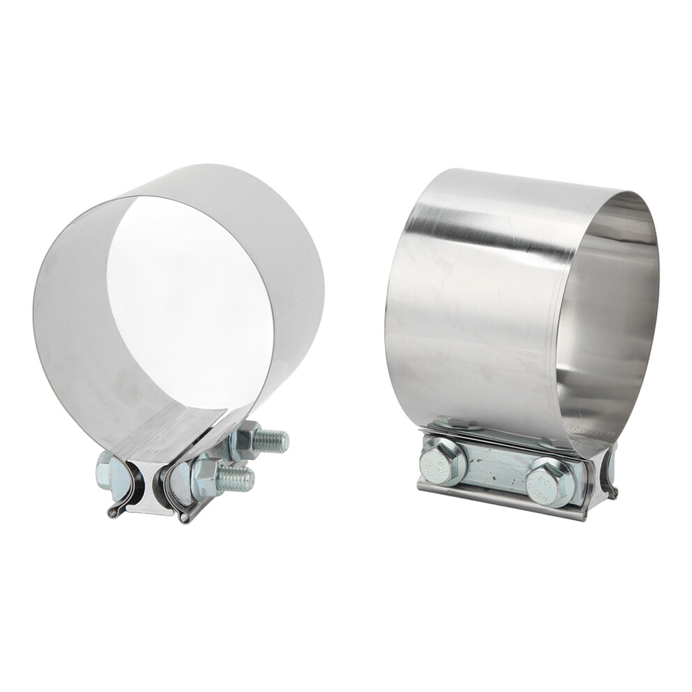 2Pcs Butt Joint Exhaust Sleeve Clamps Stainless Steel Muffler Band Clips With Bolts For 4In Pipe 7901320693831