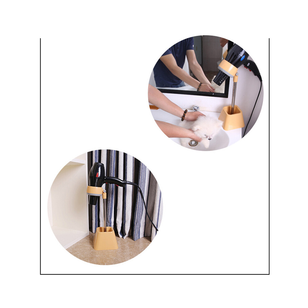 Hair Dryer Stand Hands Free 180 Degree Rotation Foldable Hair Dryer Holder Stand for Home Pets Beige with Carton Packaging