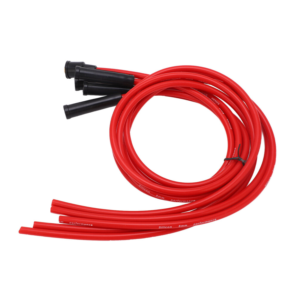Spark Plug Ignition Wire Set High Performance Silicone 1M Car Ignition Wire For 4 Cylinder Automobile 8Mm Red 8771320693884
