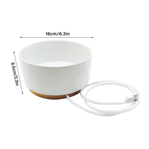 Cuenco calefactor cerámico USB de 5V 1000 ml 16x8.5cm blanco 1