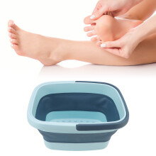 Bañera para pies plegable de silicona azul, desplegada 23 cm