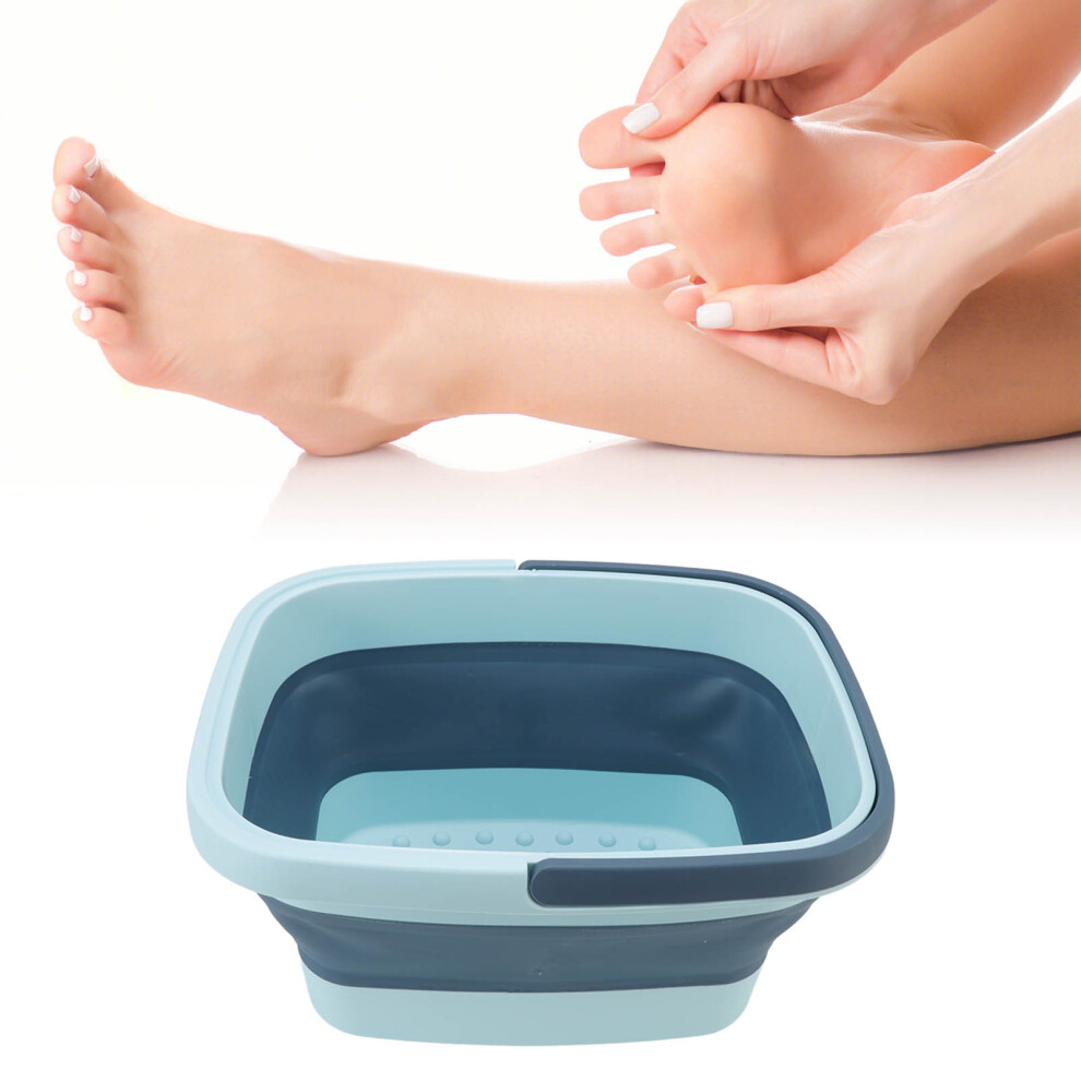 Blue Foldable Foot Tub Portable Silicone Foot Massage Bath Bucket Household Foot Spa Basin