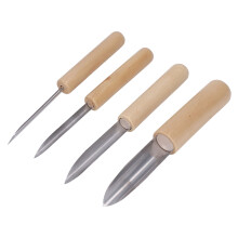 4 Stück Ton-Lochschneider, Holzgriff, Stahl