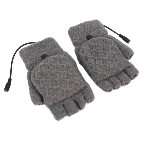 Grau USB-beheizbare Halbfinger-Handschuhe 3-Stufen waschbar