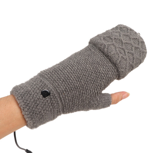 Grau USB-beheizbare Halbfinger-Handschuhe 3-Stufen waschbar 2