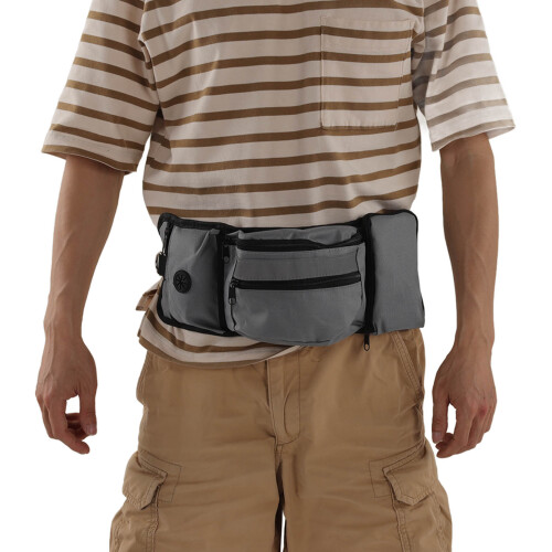 Pet Training Waist Pouch Bag Polyester Multiple Pockets Removable Snack Bag for Outdoor Grey 2