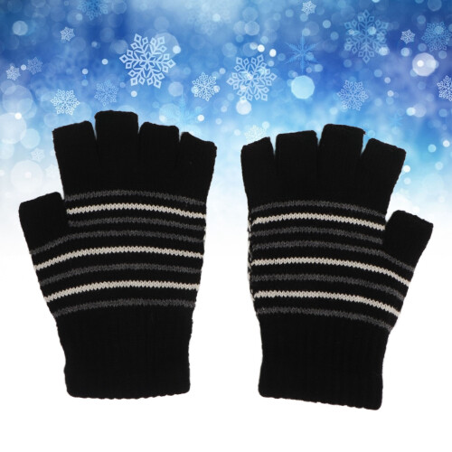 USB-Heizhandschuhe Einheitsgröße gestreift Schwarz-Carbon 2