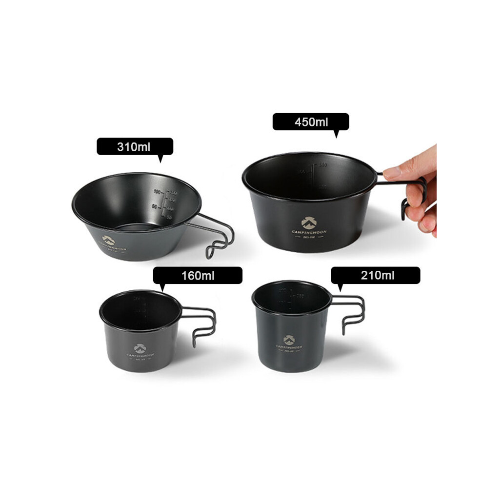 160ml/210ml/310ml/450ml Outdoor Camping Stainless Steel Sierra Cup with Black Titanium Coating Portable Camping Hiking Picnic BBQ Tableware