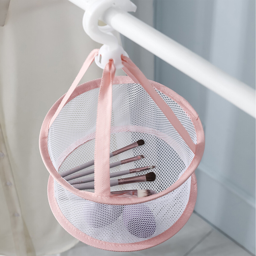 Pink Makeup Brush Net Basket Beauty Egg Makeup Sponge Tool Hanging Drying Storage Basket 20Cm