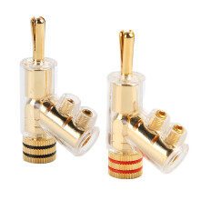 6mm kupfervergoldete verriegelbare Bananenstecker, 1 Paar
